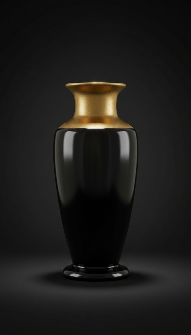 Obsidian gold rim vase